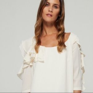 Cooper St Honey Dew Ruffle Top In Gardenia.